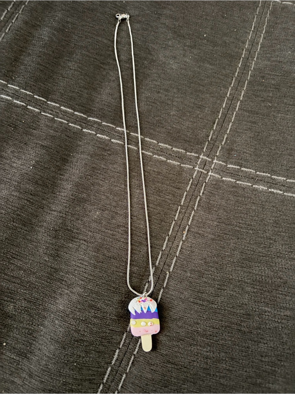 Cute Popsicle Pendant Necklace in Purple, Pink & White